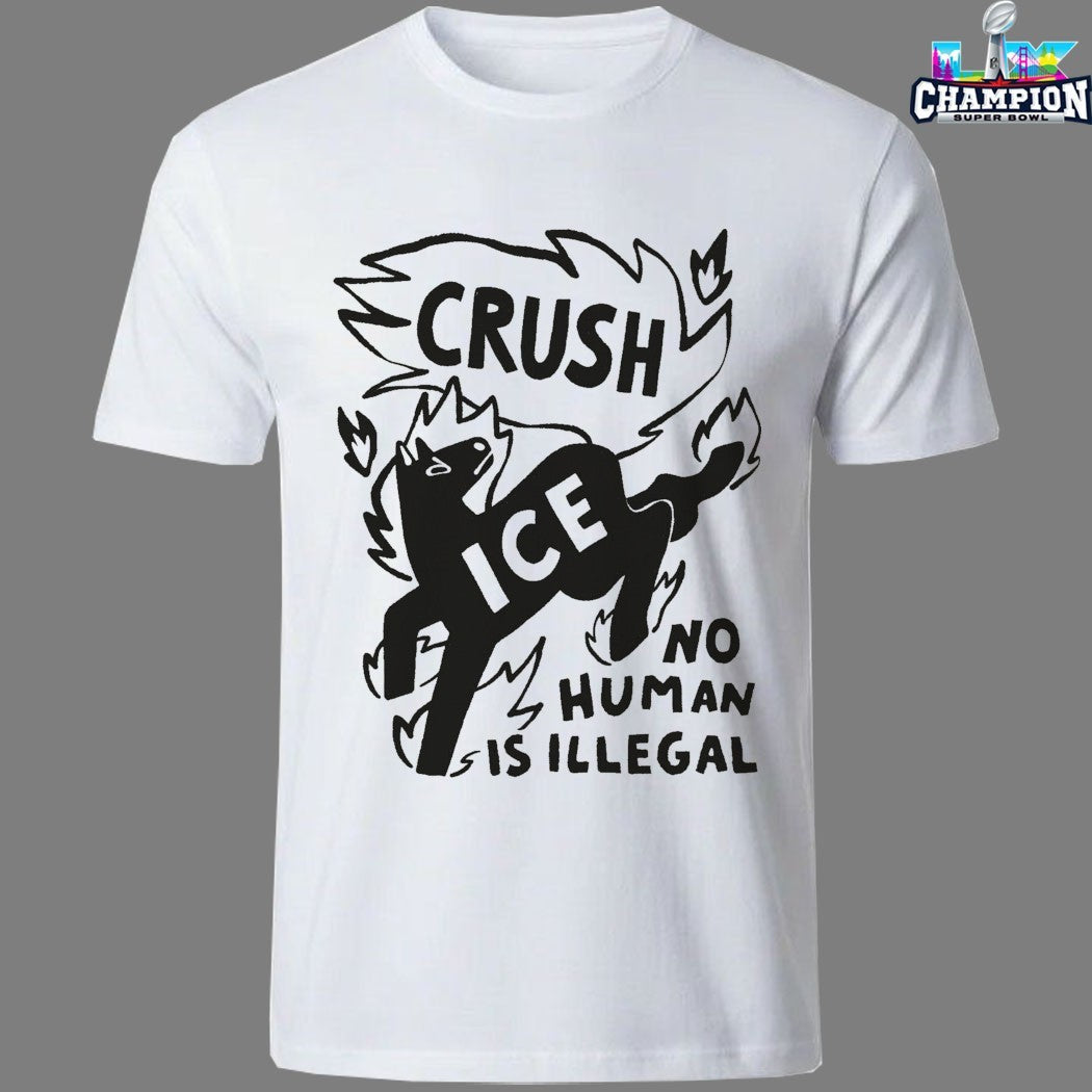 Official Crush Ice No Human Is Illegal Horse T-Shirts