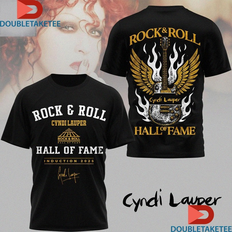 Official Cyndi Lauper Rock &amp; Roll Hall Of Fame Induction 2025 Guitar Shirts