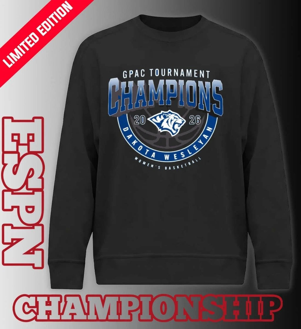 Official Dakota Wesleyan Tigers GPAC Women’s Basketball Tournament Champions Shirt