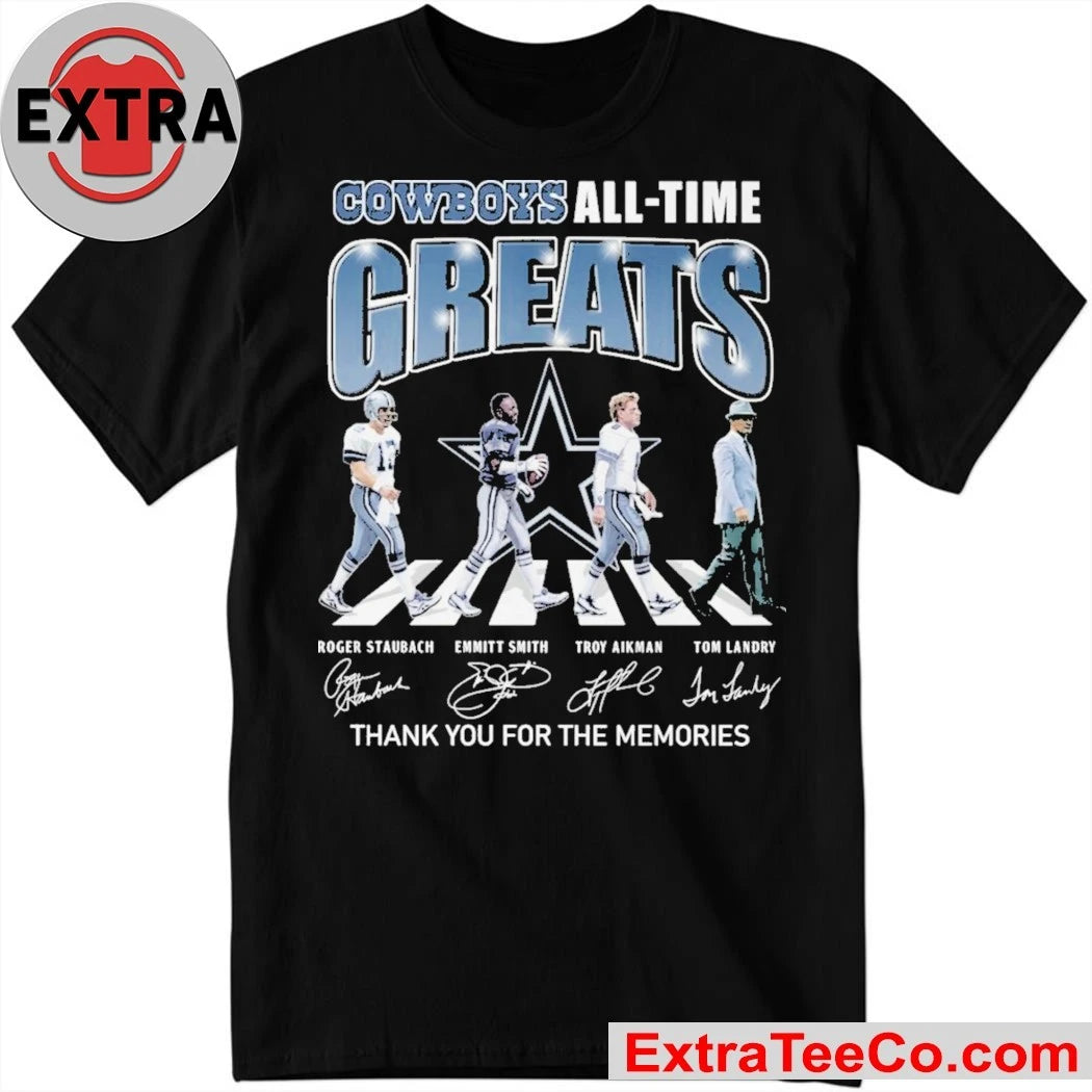 Official Dallas Cowboys All Time Greats Signature Thank You For The Memories Logo Shirt