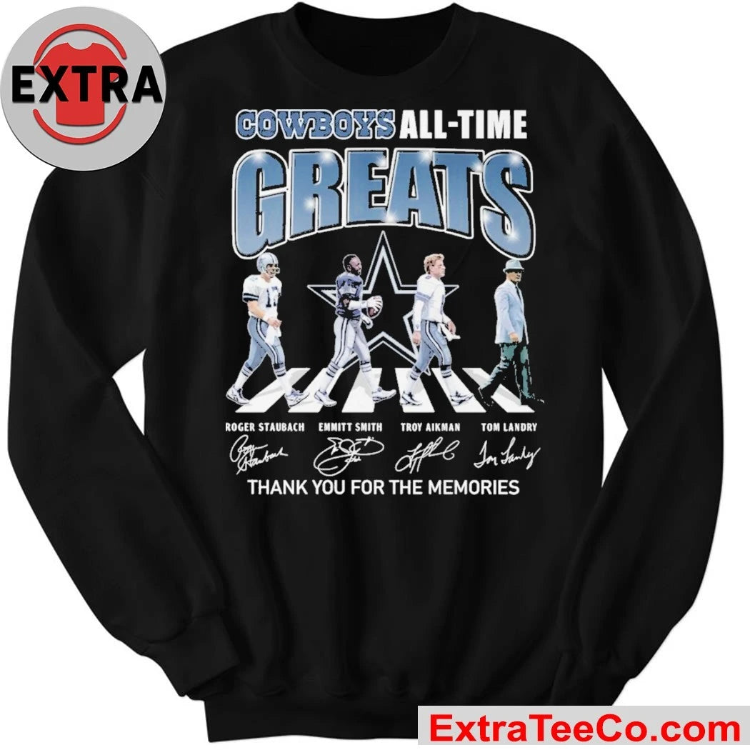 Official Dallas Cowboys All Time Greats Signature Thank You For The Memories Logo Shirt