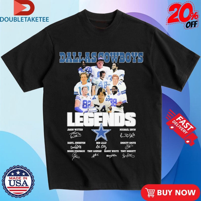 Official Dallas Cowboys Legends Jason Witten Michael Irvin Dary Johnston Bob Lilly Emmitt Smith Roger Staubach Troy Aikman Randy White Tony Dorsett Signatures Shirts