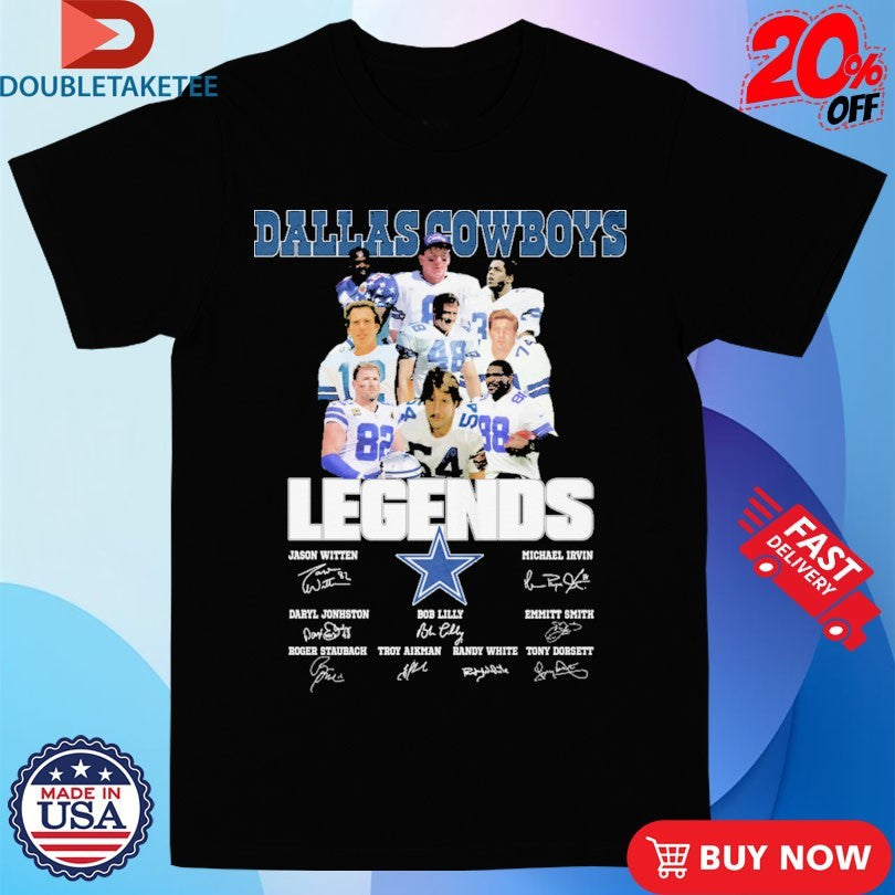 Official Dallas Cowboys Legends Jason Witten Michael Irvin Dary Johnston Bob Lilly Emmitt Smith Roger Staubach Troy Aikman Randy White Tony Dorsett Signatures Shirts