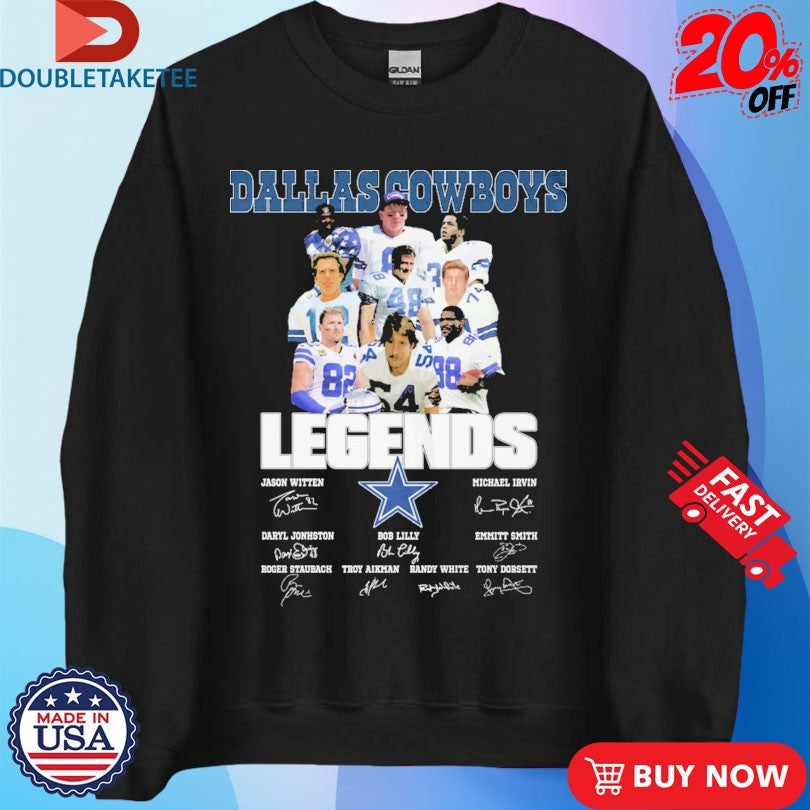 Official Dallas Cowboys Legends Jason Witten Michael Irvin Dary Johnston Bob Lilly Emmitt Smith Roger Staubach Troy Aikman Randy White Tony Dorsett Signatures Shirts