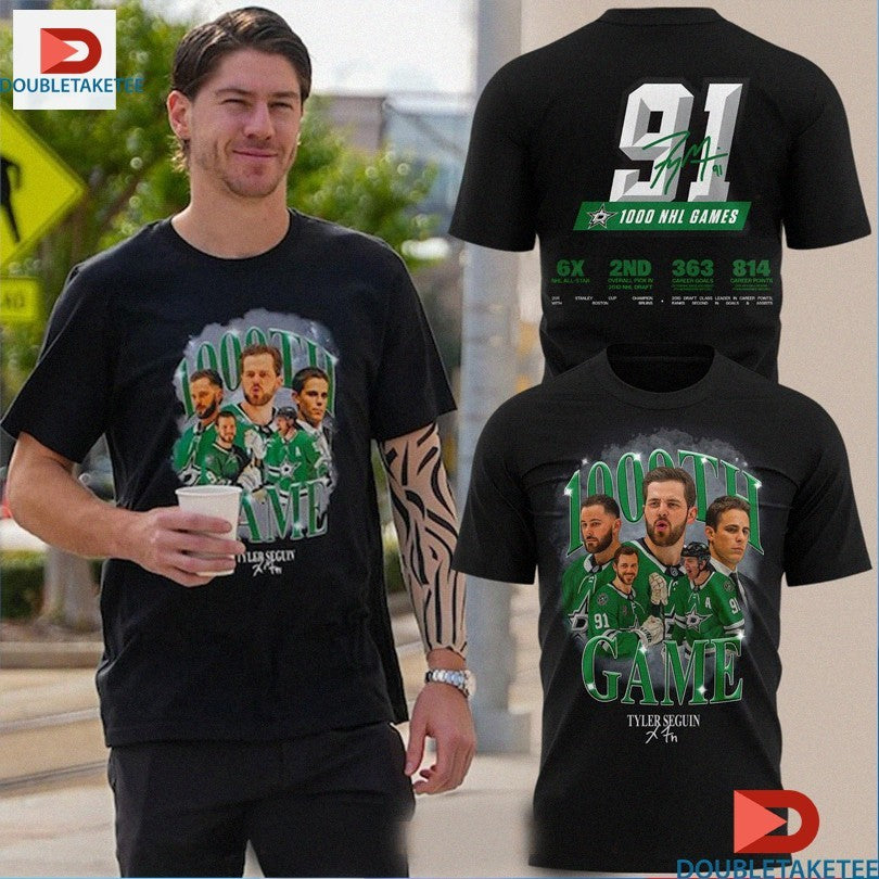 Official Dallas Stars Tyler Seguin 91 1000th NHL Game 6x 2ND 363 814 Signature Shirts