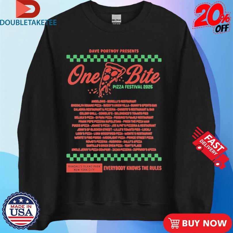 Official Dave Portnoy One Bite Pizza Fest 2025 Everybody Knows The Rules Shirts