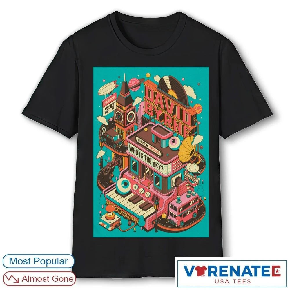Official David Byrne Eventim Apollo In London UK March 3-4 2026 Poster T-Shirt