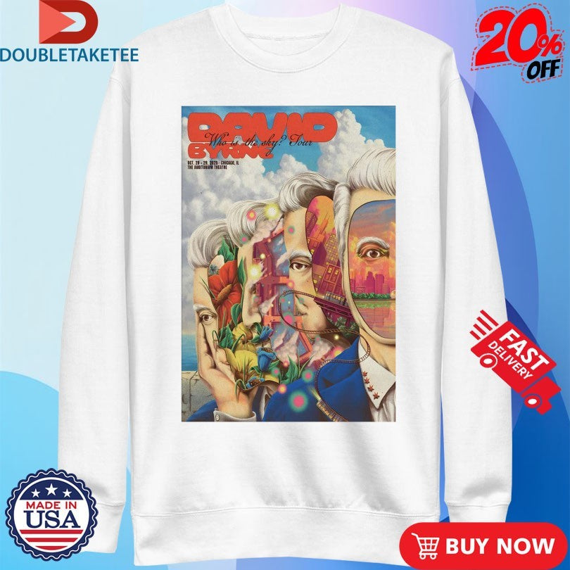 Official David Byrne Who Is The Sky Tour 2025 Chicago On October 28-29 Face Shirts