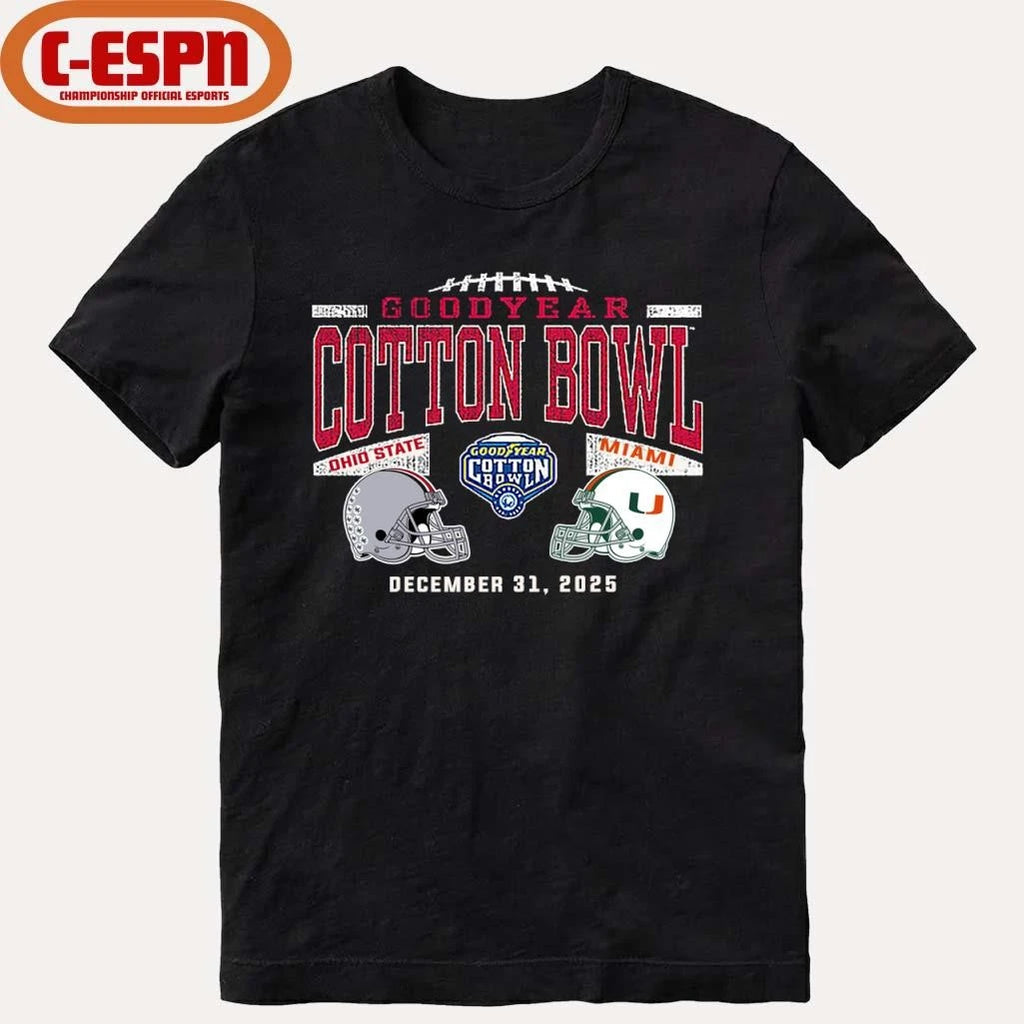 Official December 31 Miami Vs Ohio State 2025 Cotton Bowl Matchup T-Shirt