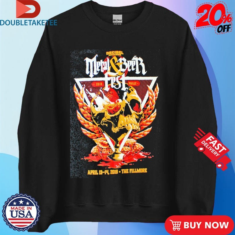 Official Decibel Magazine 2019 Metal &amp; Beer Fest Philly The Fillmore Skull Shirts
