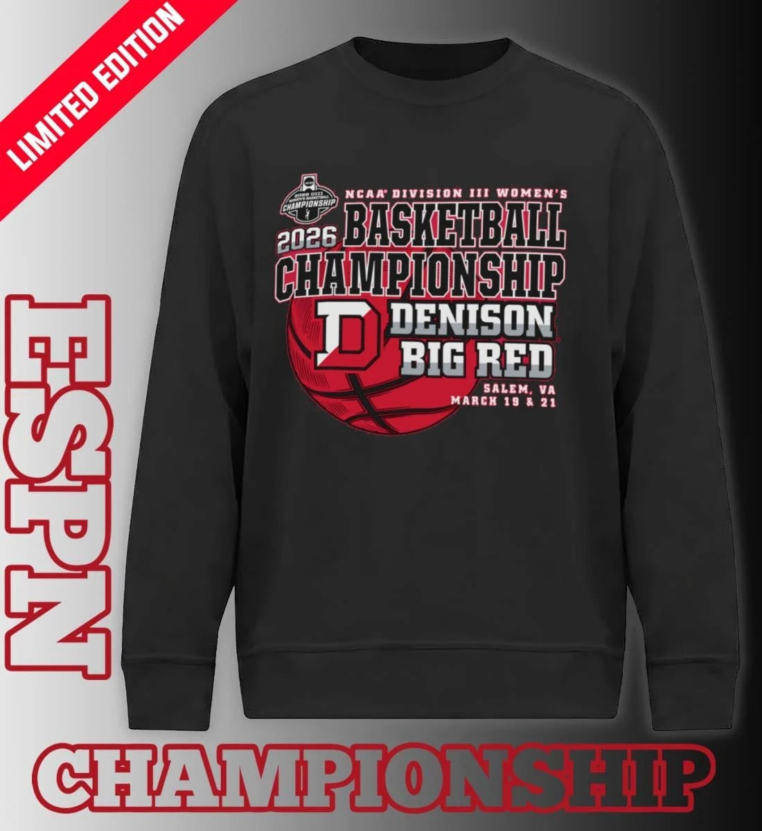 Official Denison Big Red 2026 NCAA DIII Women’s Basketball Championship Shirt