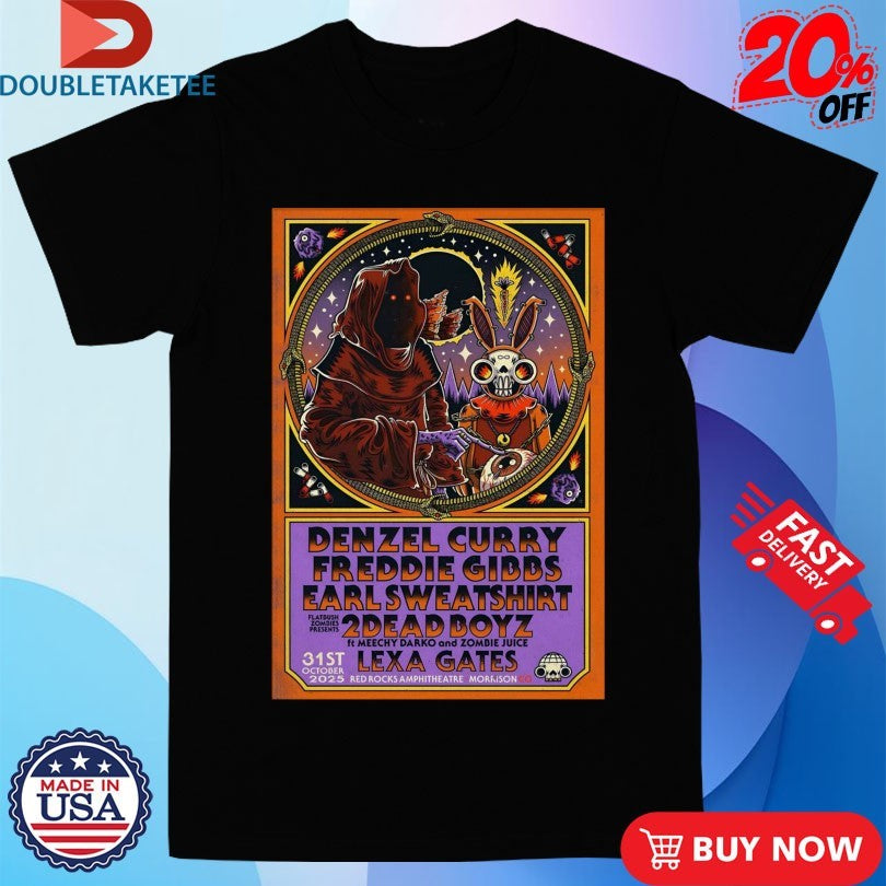 Official Denzel Curry And Freddie Gibbs With Earl Sweatshirt In Morrison CO On Oct 31 2025 Tour Shirts