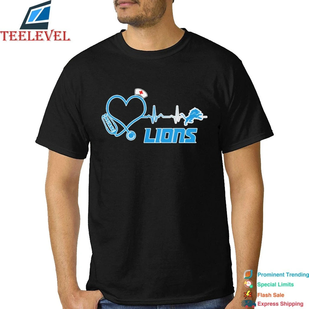Official Detroit Lions Stethoscope Nurse Heart Shirts
