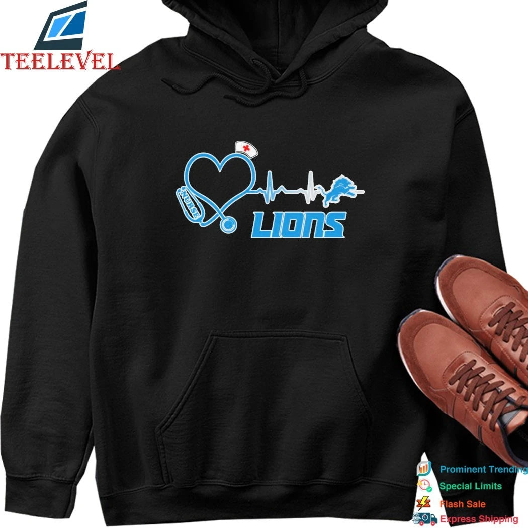 Official Detroit Lions Stethoscope Nurse Heart Shirts