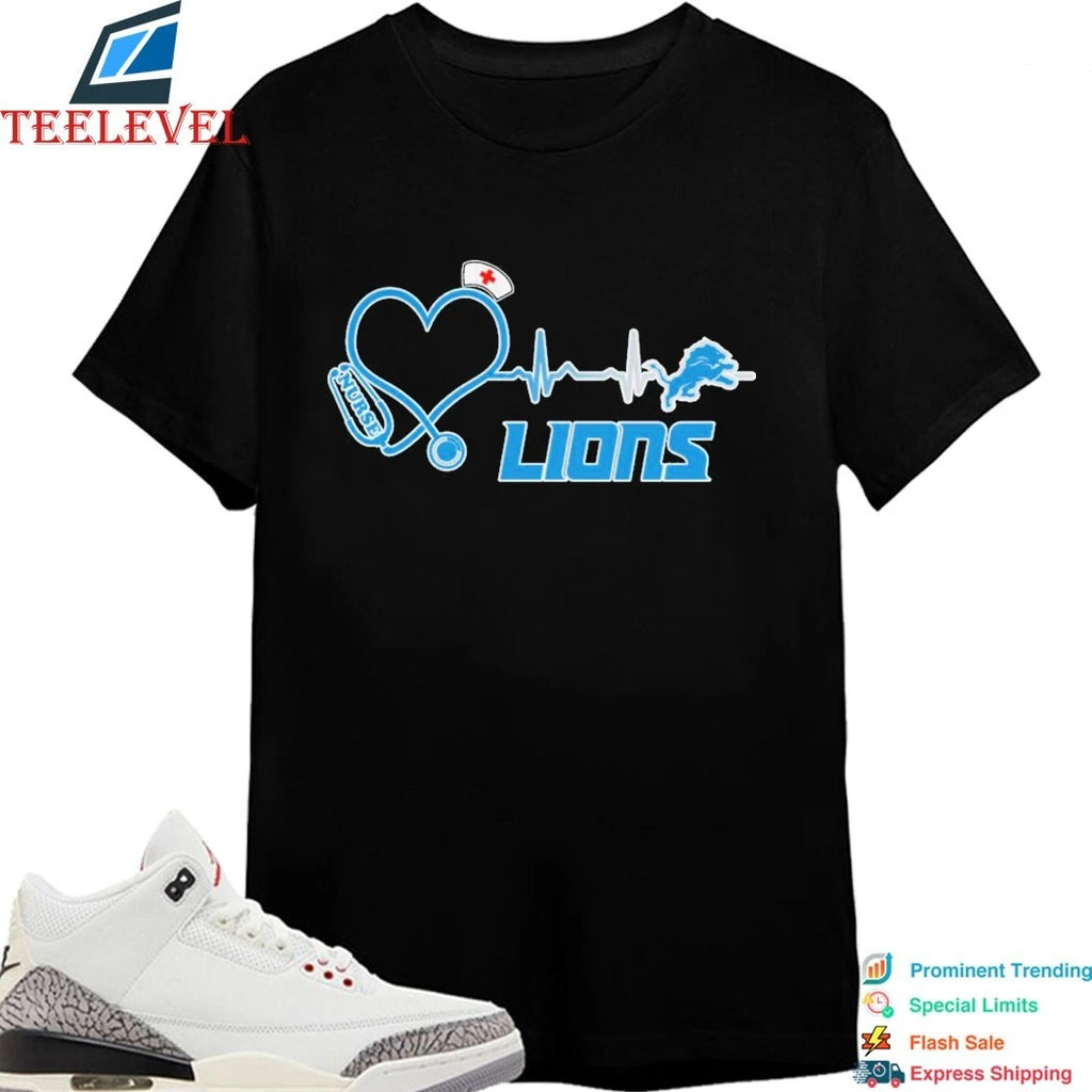 Official Detroit Lions Stethoscope Nurse Heart Shirts