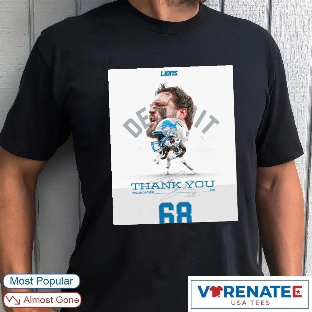 Official Detroit Lions Thank You Taylor Decker Signature Poster T-Shirt
