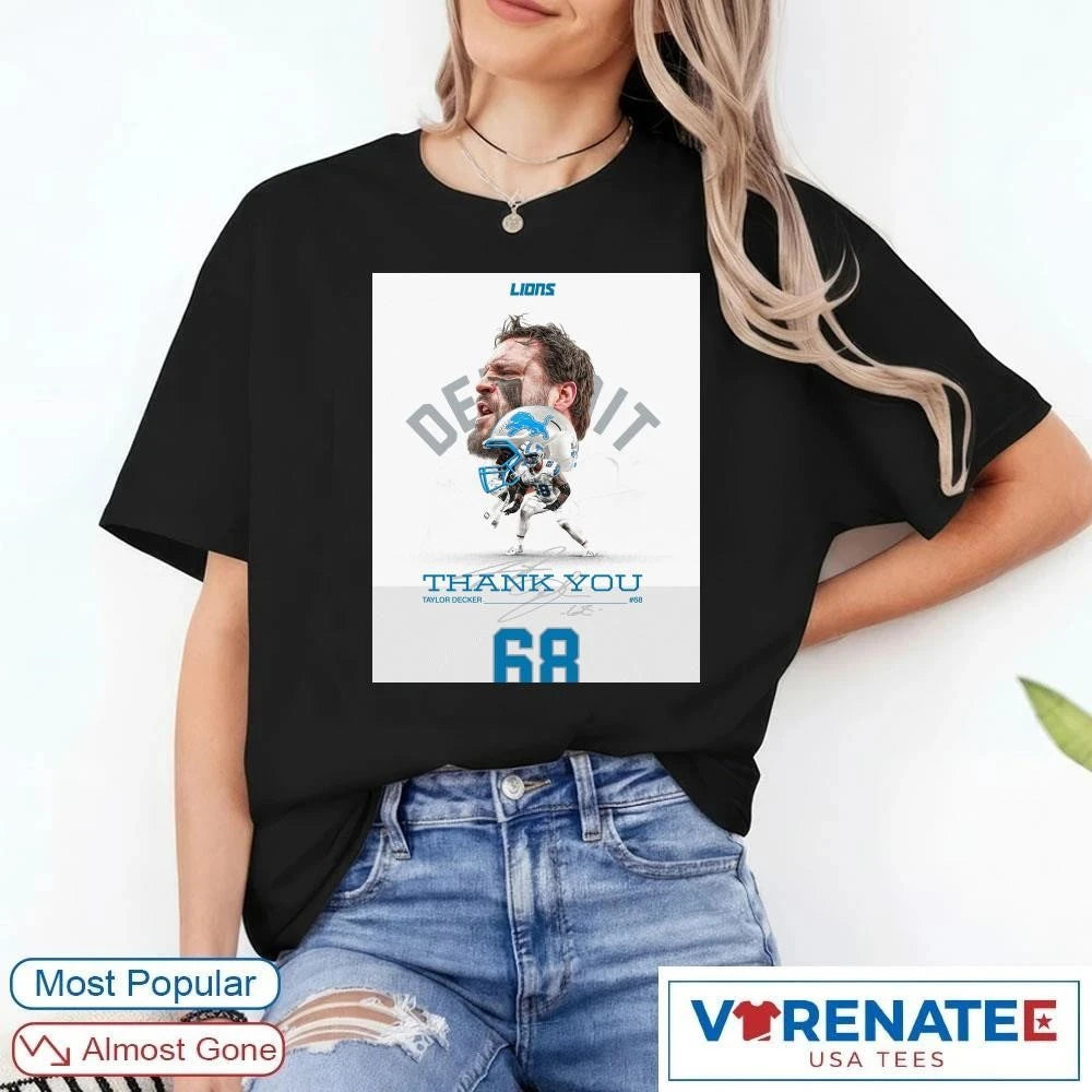 Official Detroit Lions Thank You Taylor Decker Signature Poster T-Shirt