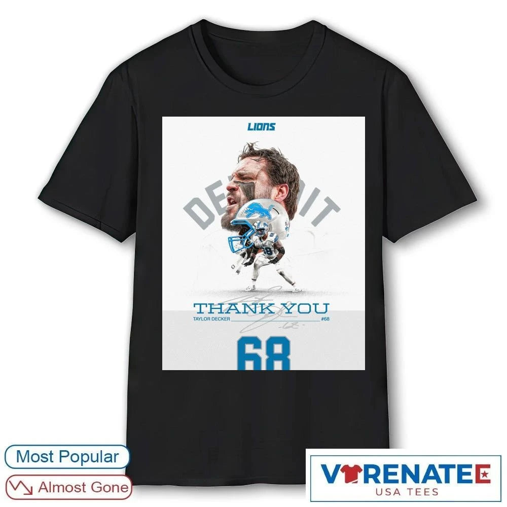 Official Detroit Lions Thank You Taylor Decker Signature Poster T-Shirt