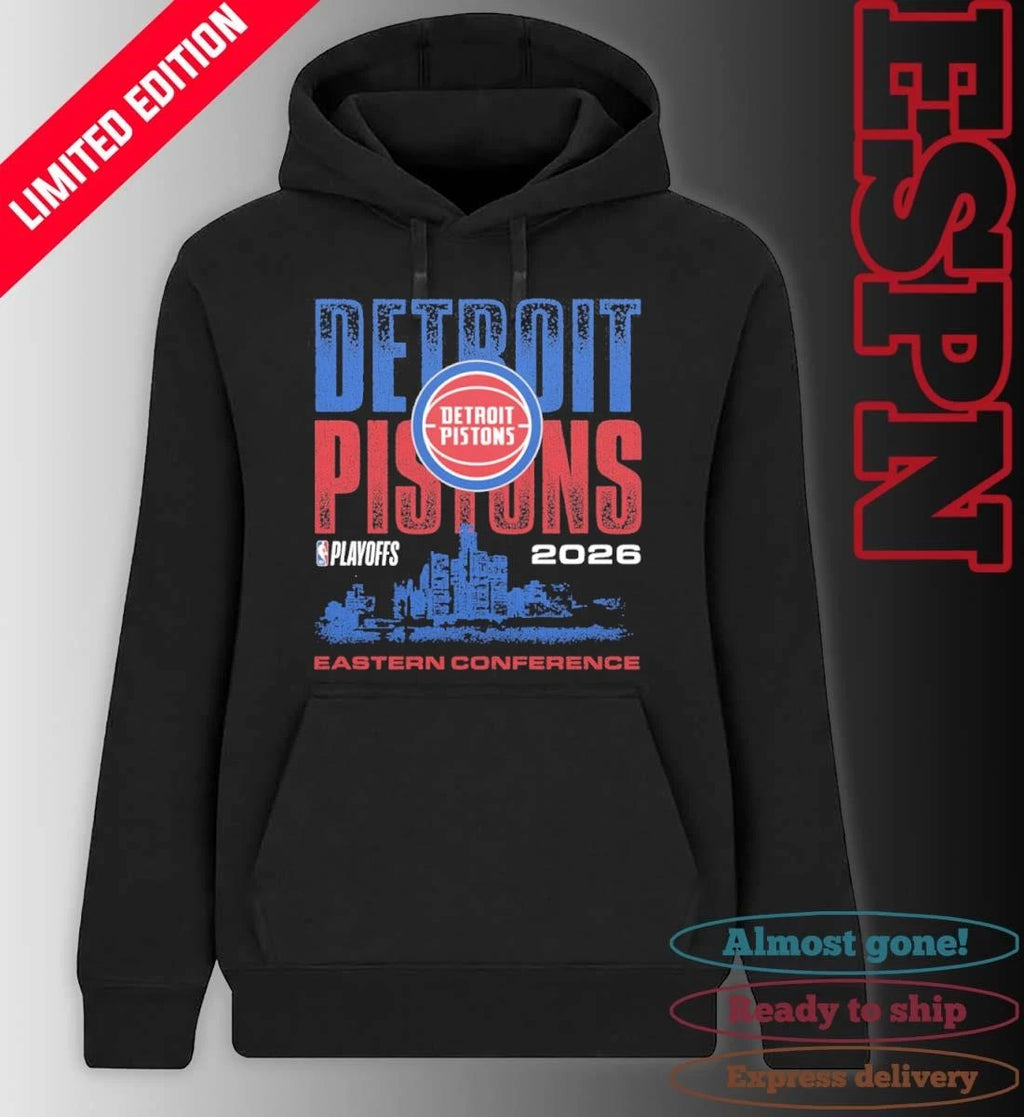 Official Detroit Pistons NBA Playoffs 2026 Skyline T-Shirt