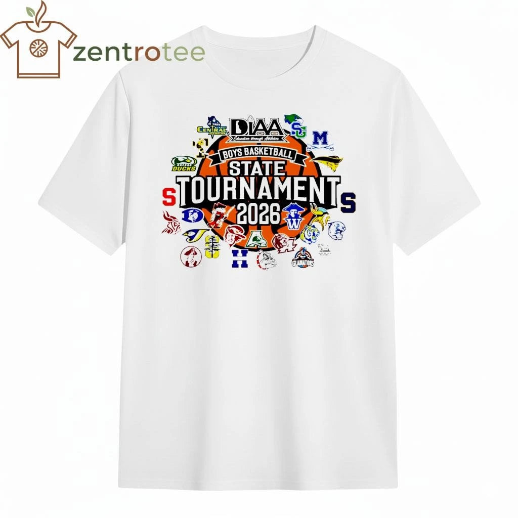 Official Diaa Winter 2026 Events Boys Basketball Tournament Logos tee