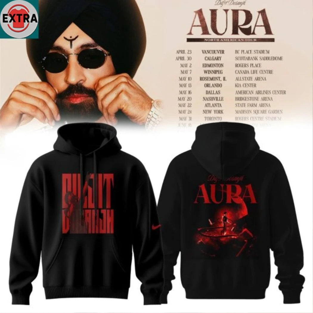 Official Diljit Dosanjh Aura Tour 2026 North America Hoodie T-Shirt