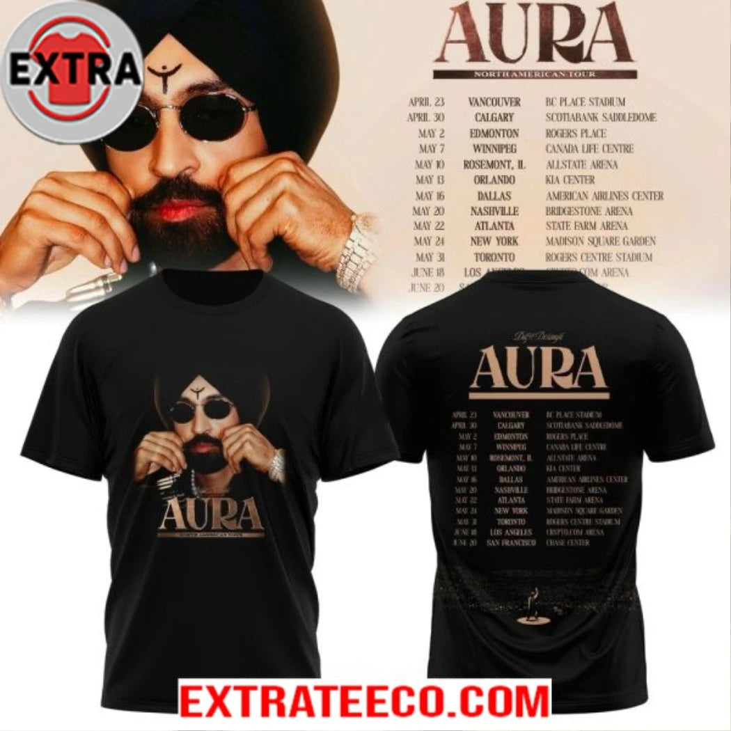 Official Diljit Dosanjh Aura Tour 2026 North America T-Shirt