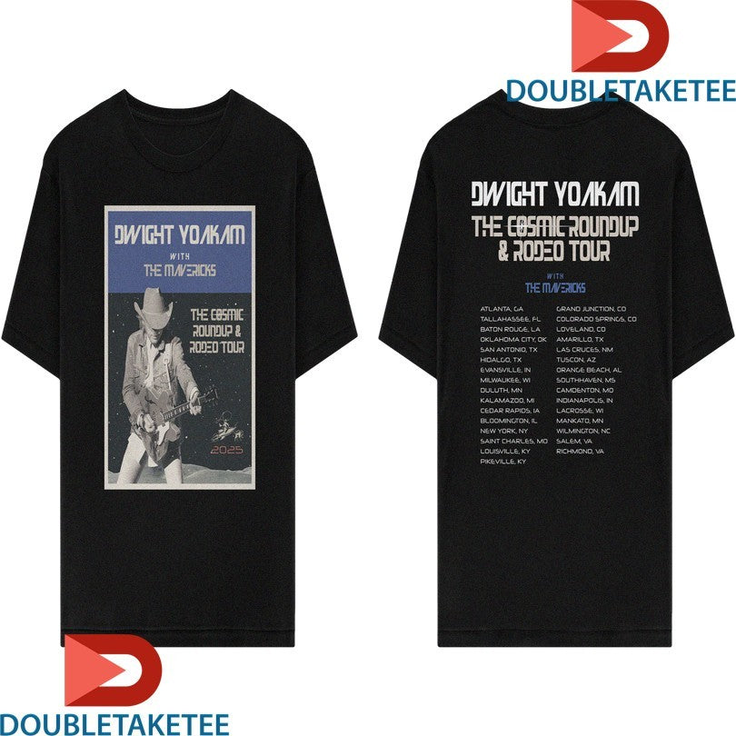 Official Dwight Yoakam With The Mavericks The Cosmic Roundup And Rodeo Tour 2025 Dates Guitar Shirts