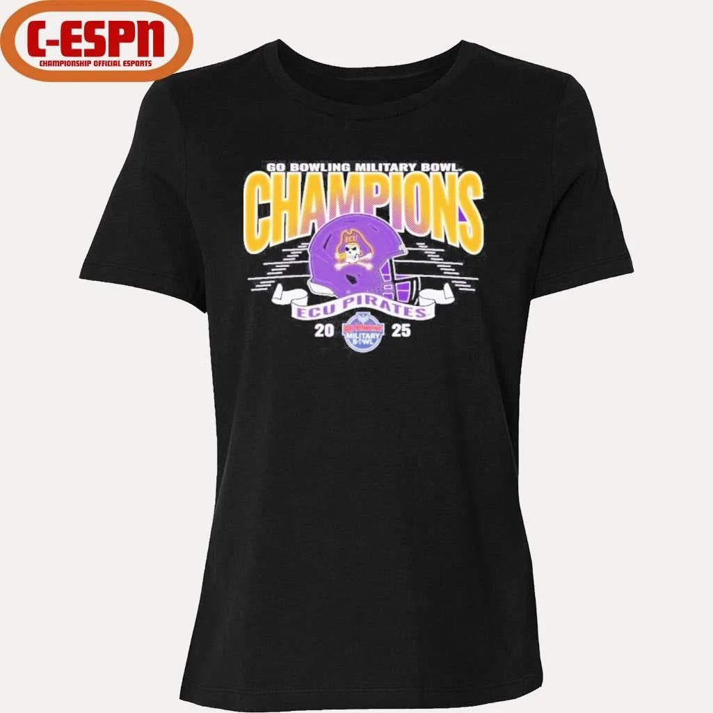 Official ECU Pirates 2025 Military Bowl Champions Helmet T-Shirt