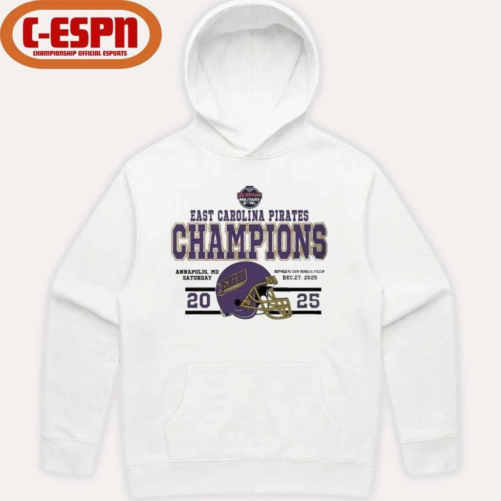 Official East Carolina Pirates Football Named To Champions 2025 Go Bowling Military Bowl Shirt