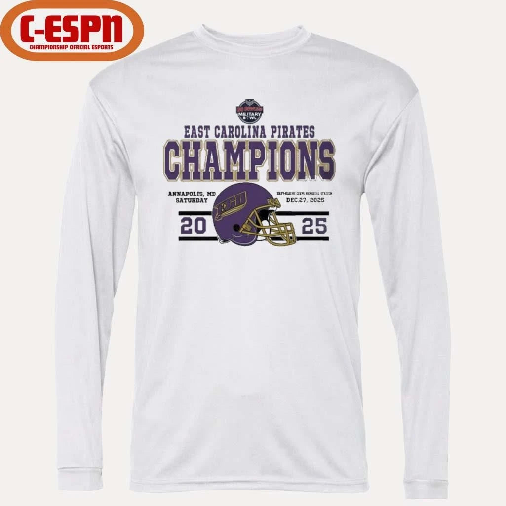 Official East Carolina Pirates Football Named To Champions 2025 Go Bowling Military Bowl Shirt