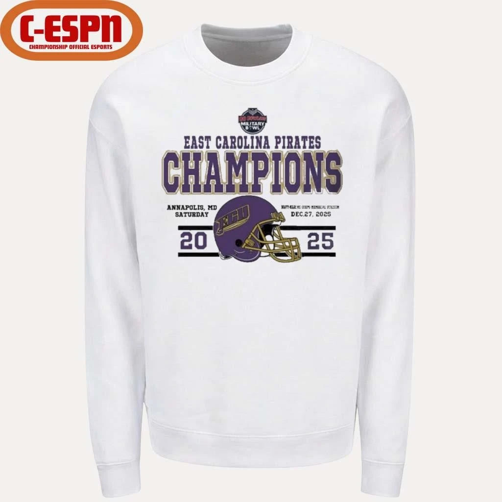 Official East Carolina Pirates Football Named To Champions 2025 Go Bowling Military Bowl Shirt