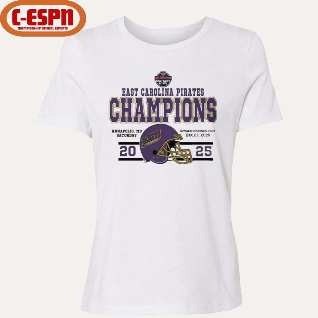 Official East Carolina Pirates Football Named To Champions 2025 Go Bowling Military Bowl Shirt