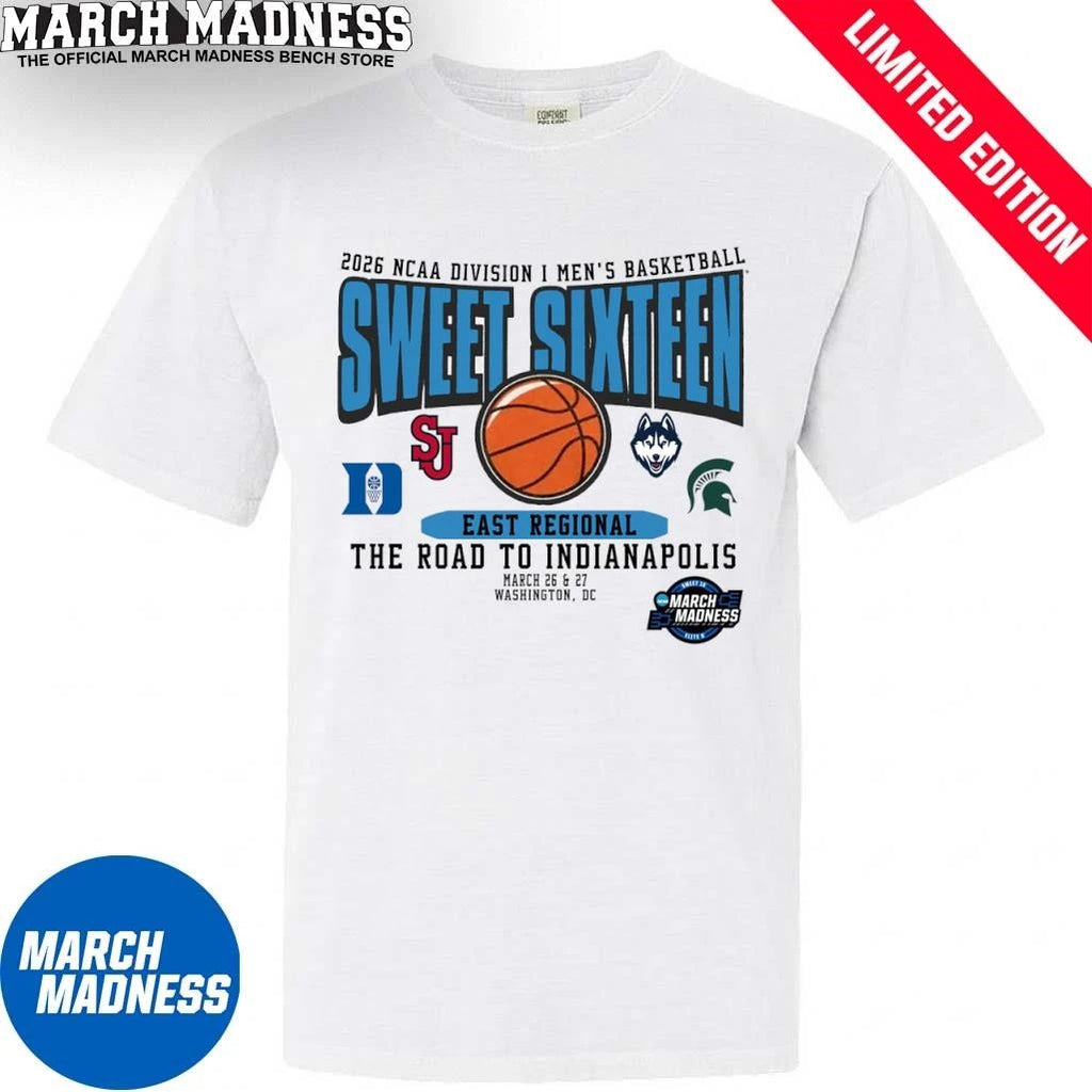 Official East Regional Teams 2026 NCAA Division I Men’s Basketball Sweet Sixteen T-Shirt