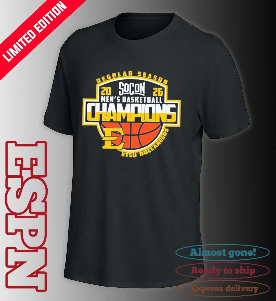 Official East Tennessee State University Men’s Basketball 2026 Regular Season Champions Shirt