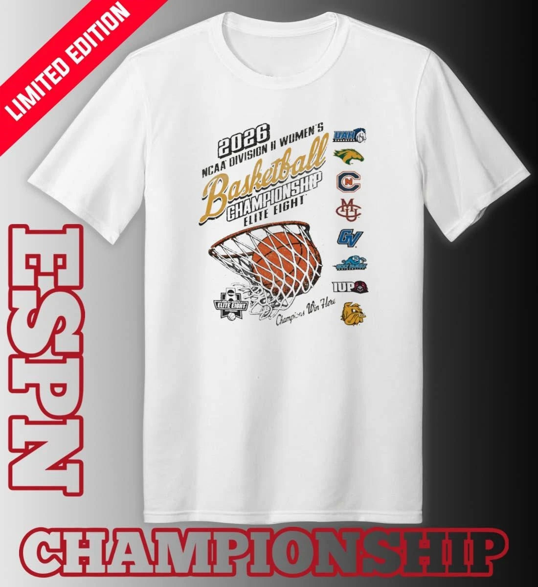 Official Elite 8 2026 NCAA Division II Women’s Basketball Championship Logo T-Shirt