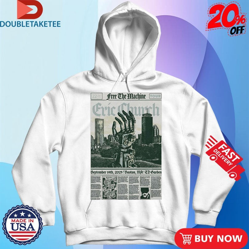 Official Eric Church Free The Machine Tour TD Garden Boston MA Sep 19 2025 Hand Shirts