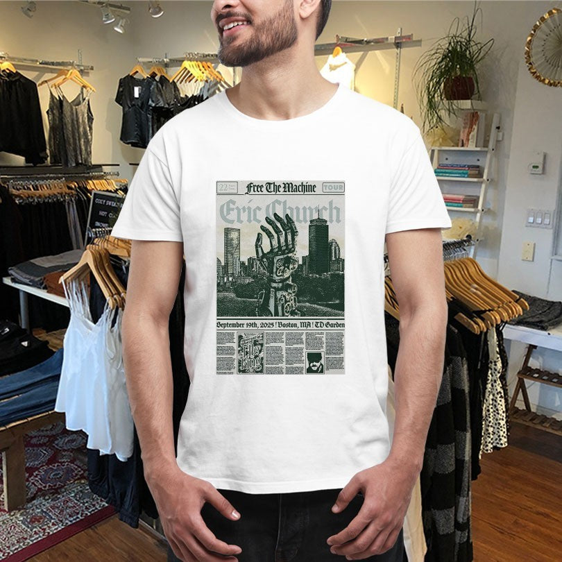 Official Eric Church Free The Machine Tour TD Garden Boston MA Sep 19 2025 Hand Shirts