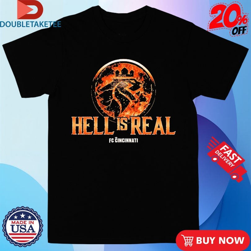Official FC Cincinnati  Hell Is Real Kombat Orange Flame Shirts