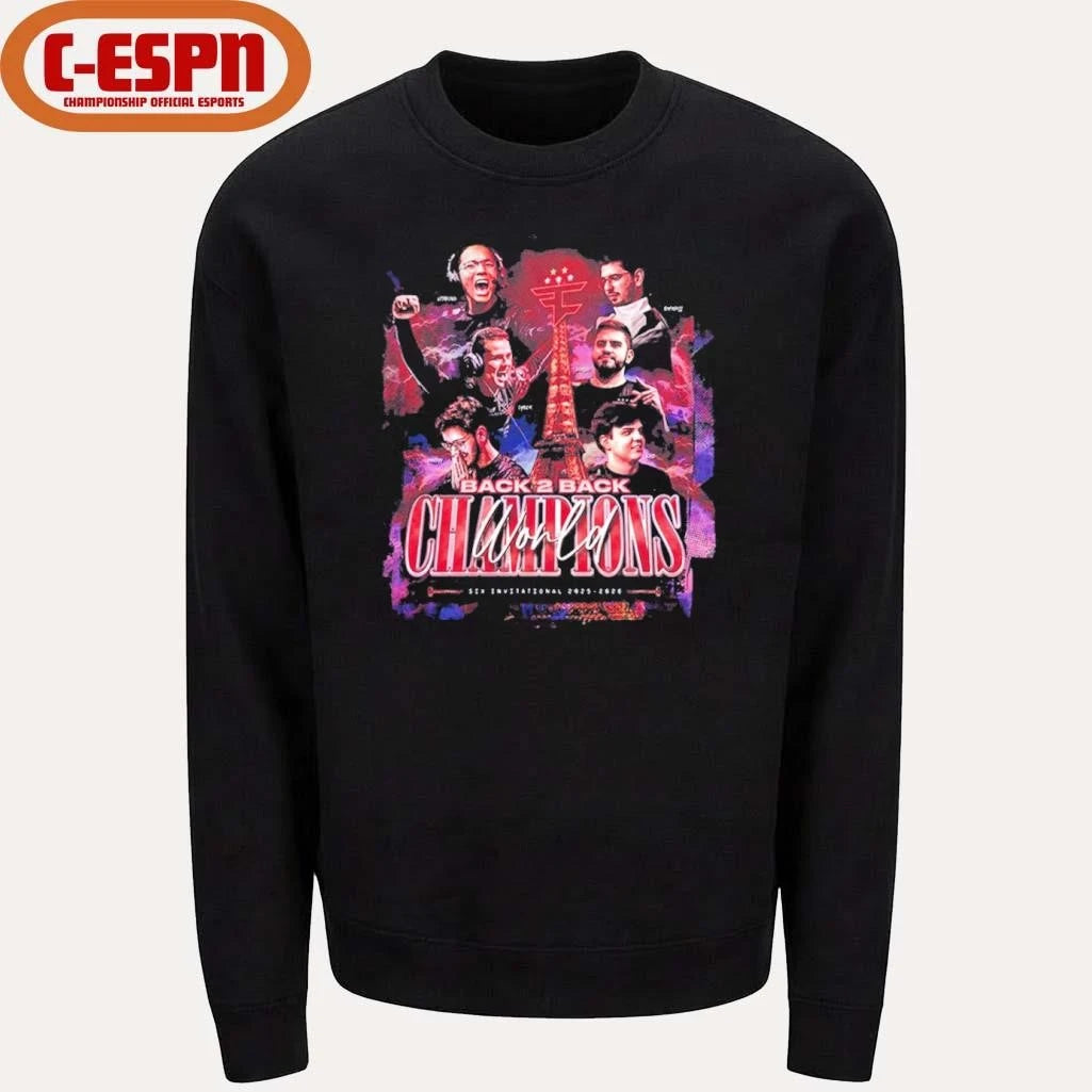 Official FaZe Clan Back 2 Back World Champions Six Invivational Shirt
