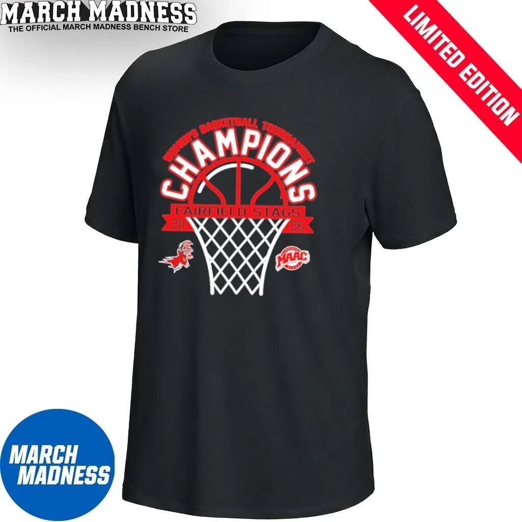Official Fairfield Stags Women’s Basketball MAAC Conference Tournament Champions T-Shirt