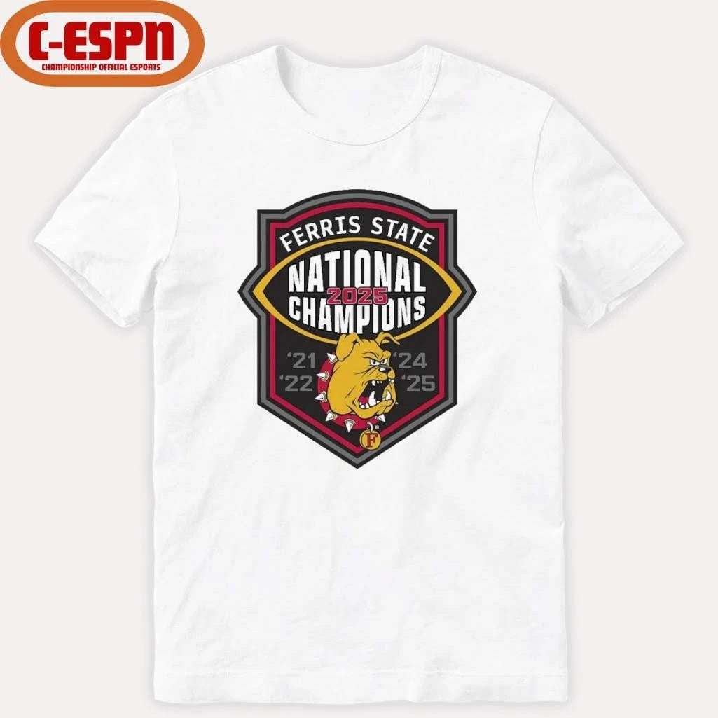 Official Ferris State Bulldogs NCAA Division II national championship 5-Time Shirt