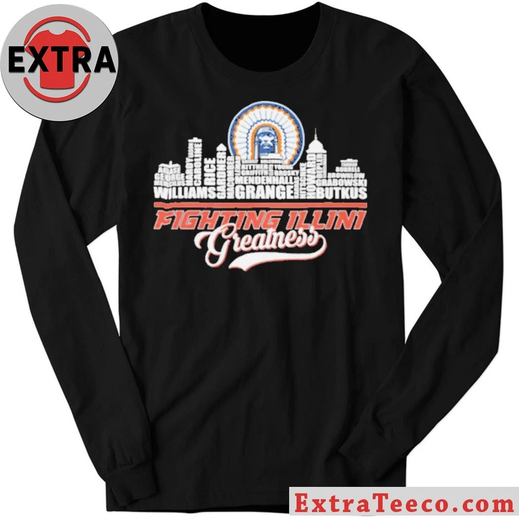Official Fighting Illini Greatness University of Illinois Legends Typography Logo Shirt