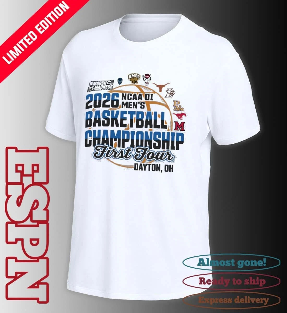 Official First Four Teams 2026 NCAA DI Men’s Basketball Championship Shirt