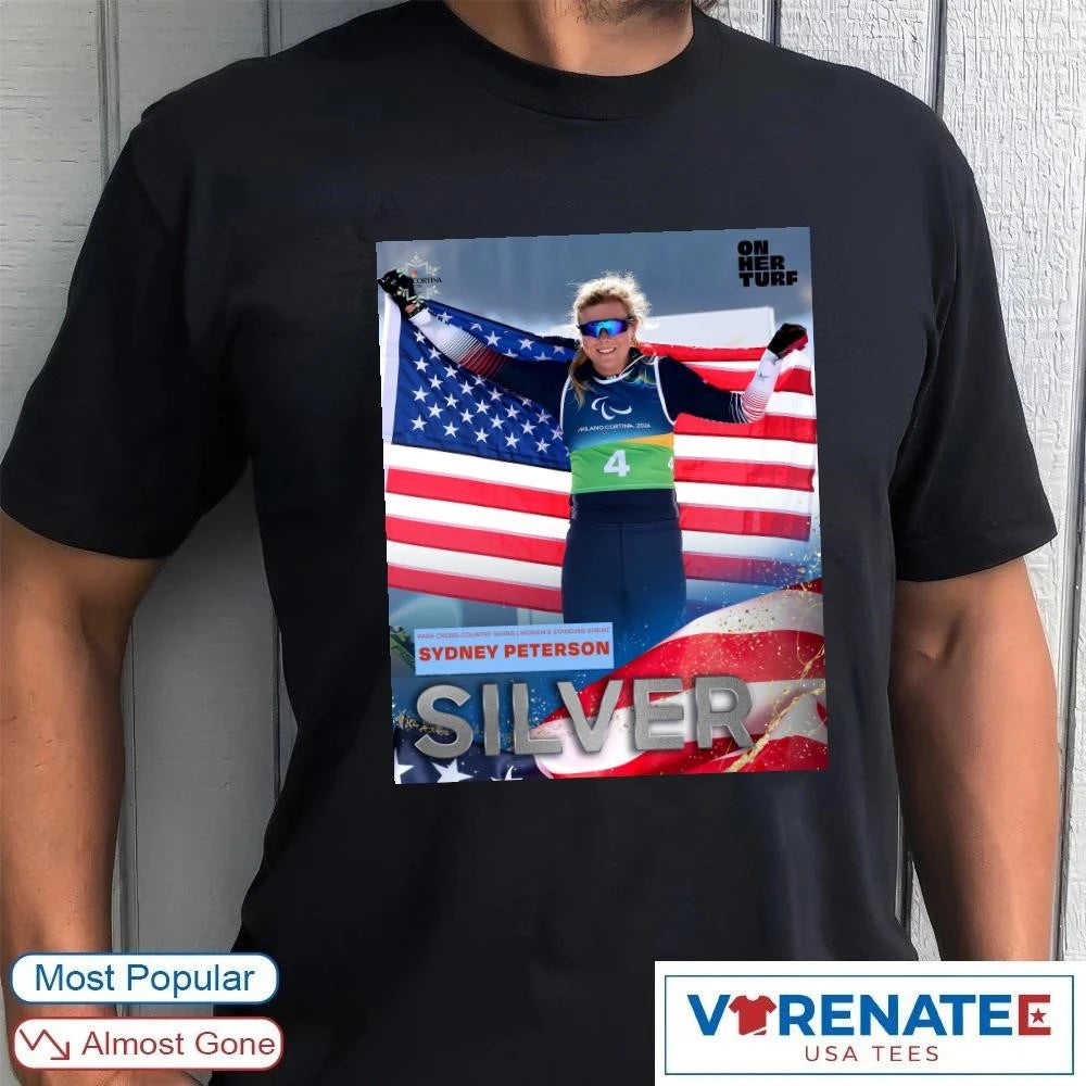 Official Fis Para Cross-country Skiing Women’s Standing Sprint Sydney Peterson Silver Medal Milan Cortina 2026 T-Shirt
