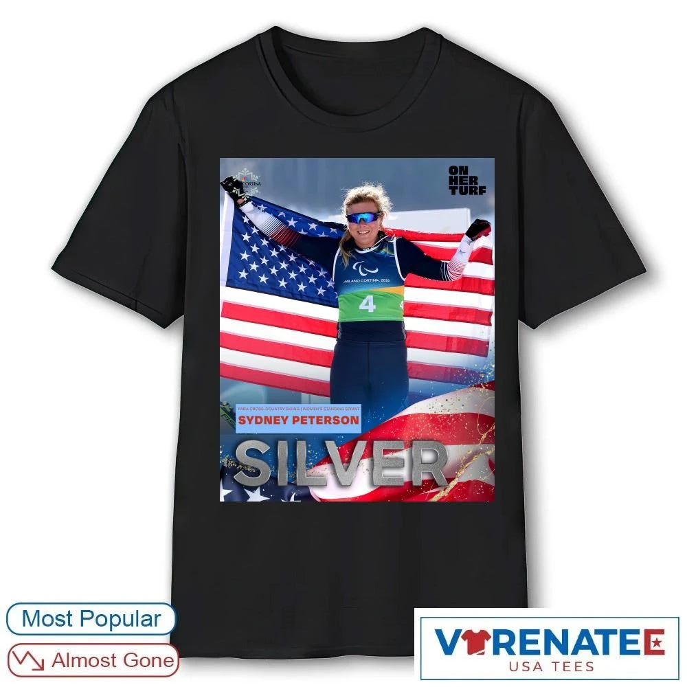 Official Fis Para Cross-country Skiing Women’s Standing Sprint Sydney Peterson Silver Medal Milan Cortina 2026 T-Shirt