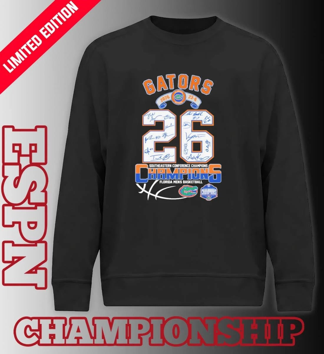Official Florida Gators 2026 SEC Men’s Basketball Champions 23-6 Signatures Shirt