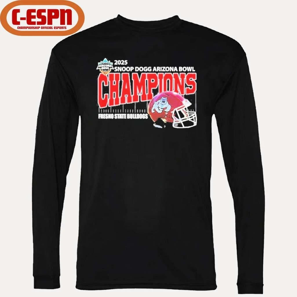 Official Fresno State Bulldogs 2025 Snoop Dogg Arizona Bowl Champions Helmet Shirt