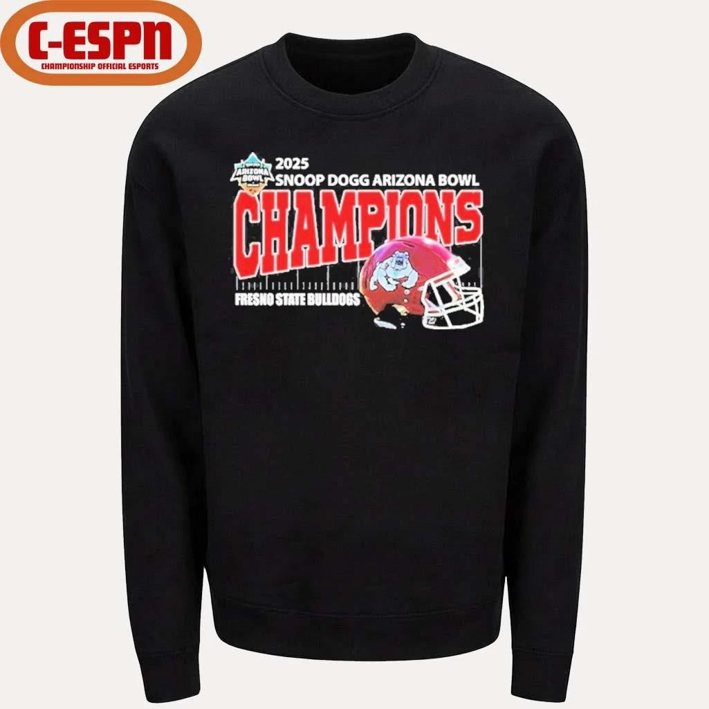 Official Fresno State Bulldogs 2025 Snoop Dogg Arizona Bowl Champions Helmet Shirt