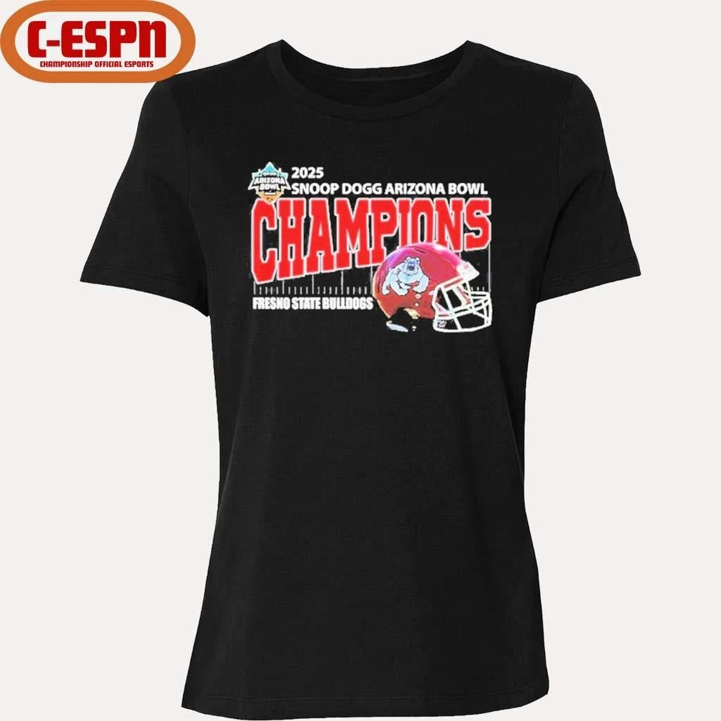 Official Fresno State Bulldogs 2025 Snoop Dogg Arizona Bowl Champions Helmet Shirt