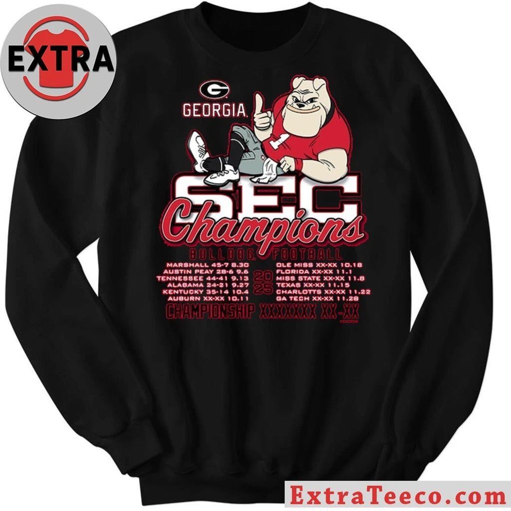 Official Georgia Bulldogs 2025 SEC Football Champions Recap Shirt